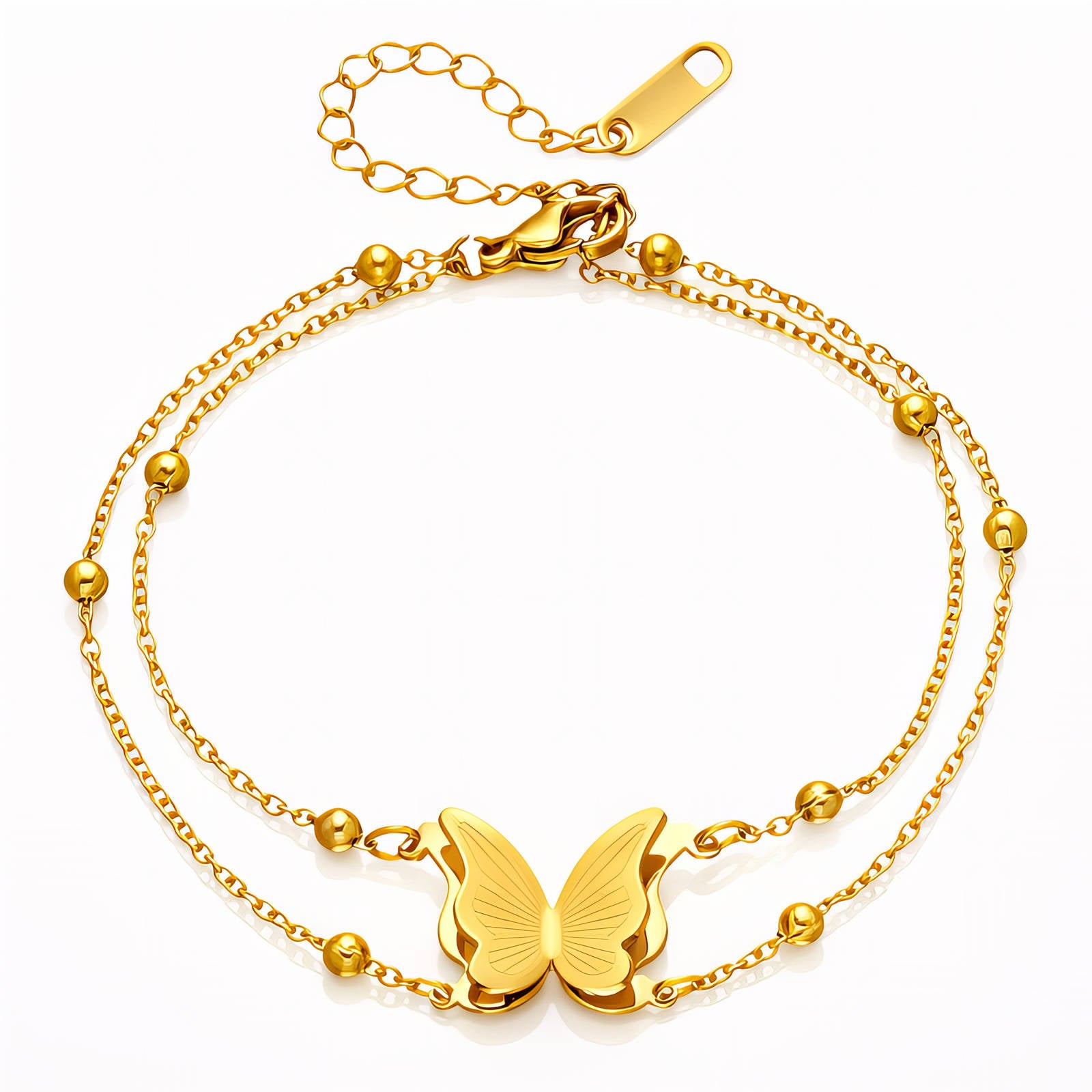 Butterfly Bracelet, 18K Gold Plated Steel