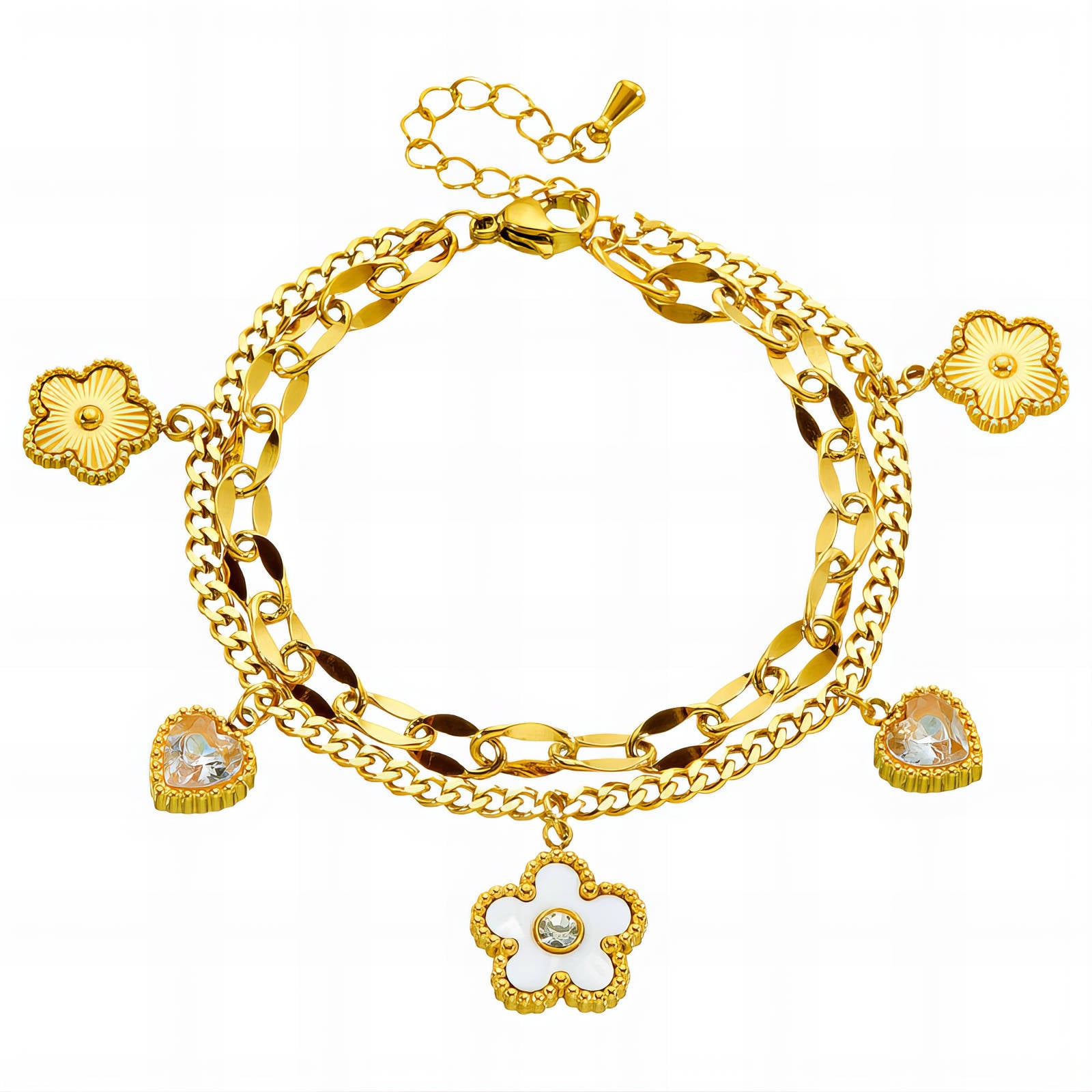 Flower Meadow Bracelet, 18K Gold Plated Steel