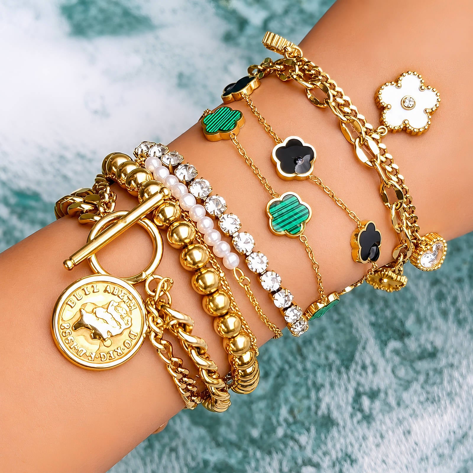 Bracelet, 18K Gold Plated Steel