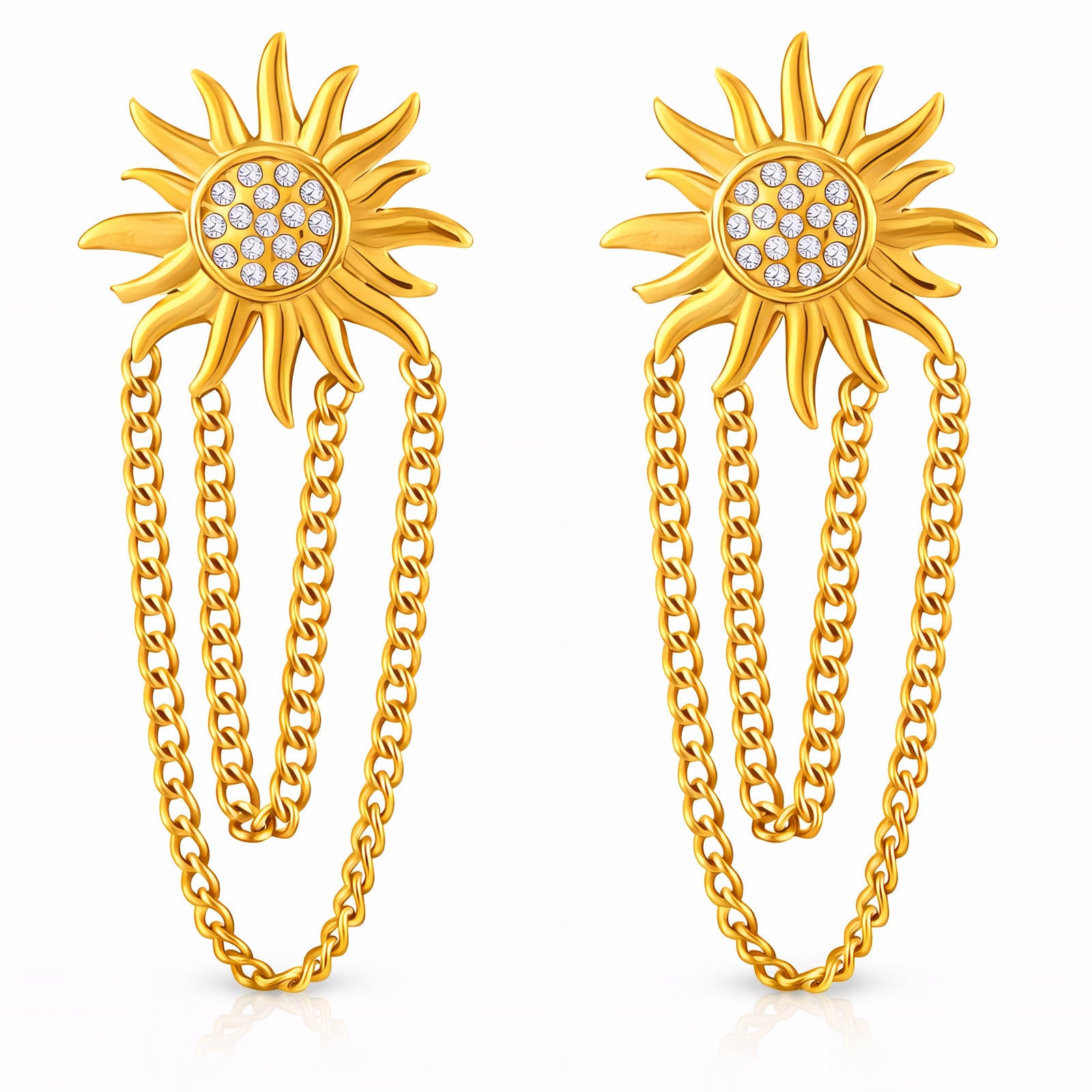 Suns Earrings, 18K Gold Plated Steel