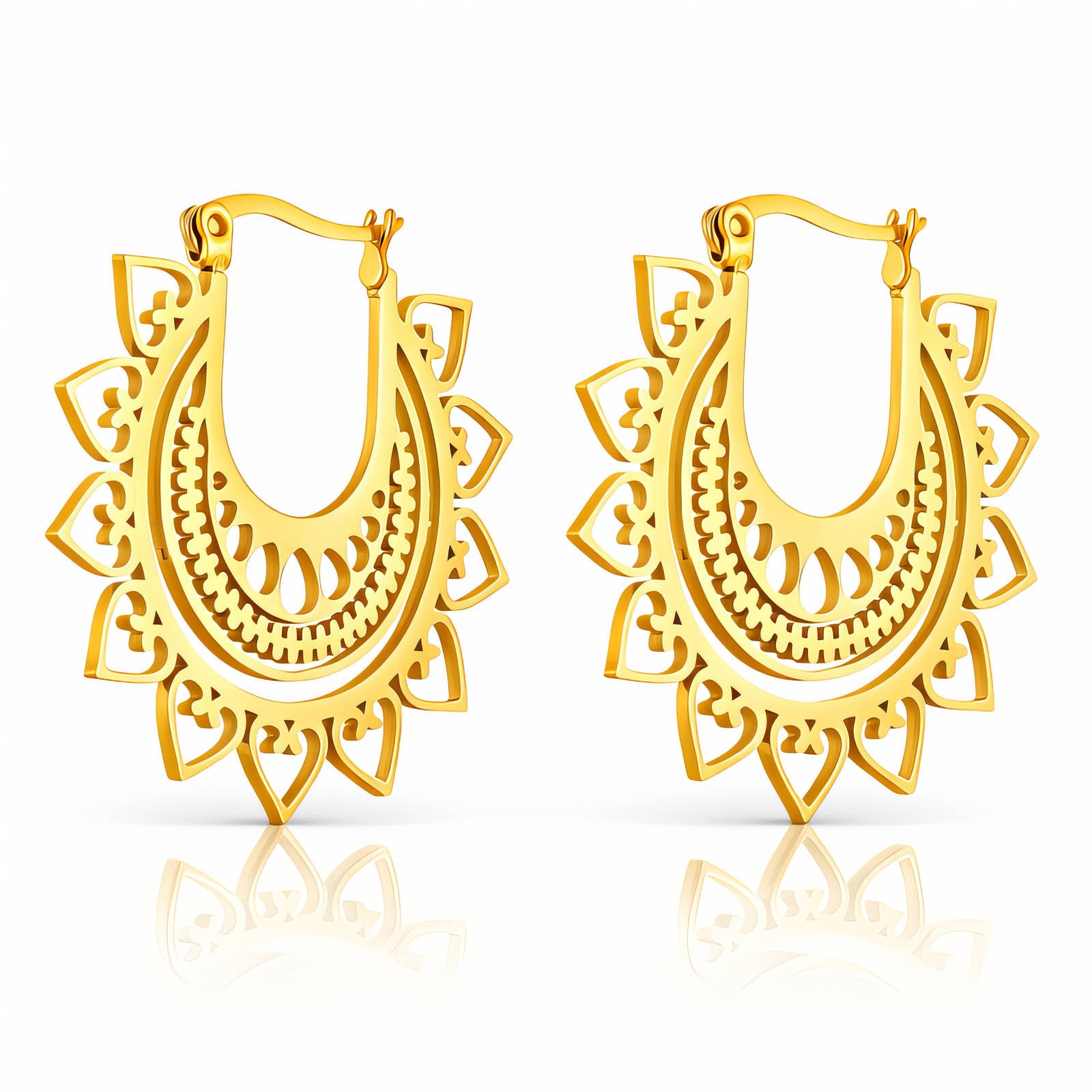 Hearts Earrings, 18K Gold Plated Steel