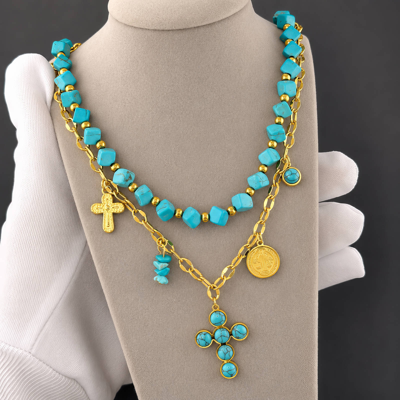 Necklace, 18K Gold Plated Steel