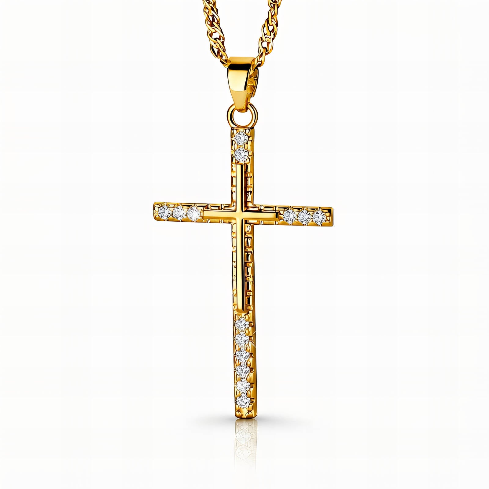 Crosse Necklace, 18K Gold Plated Steel