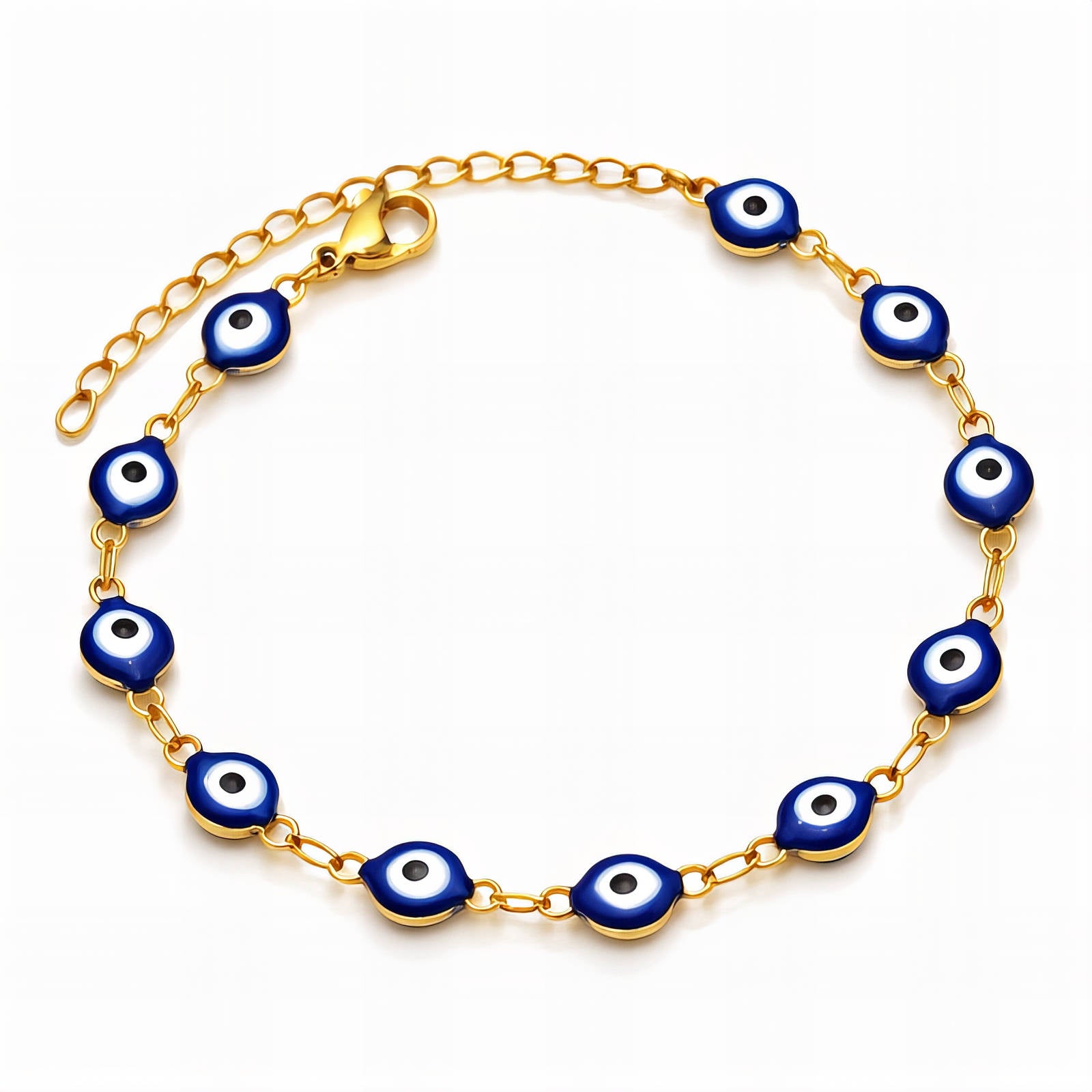 Evil Eye Bracelet, 18K Gold Plated Steel