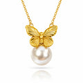 Vyra Butterfly Pearl Necklace in 18K gold-plated stainless steel