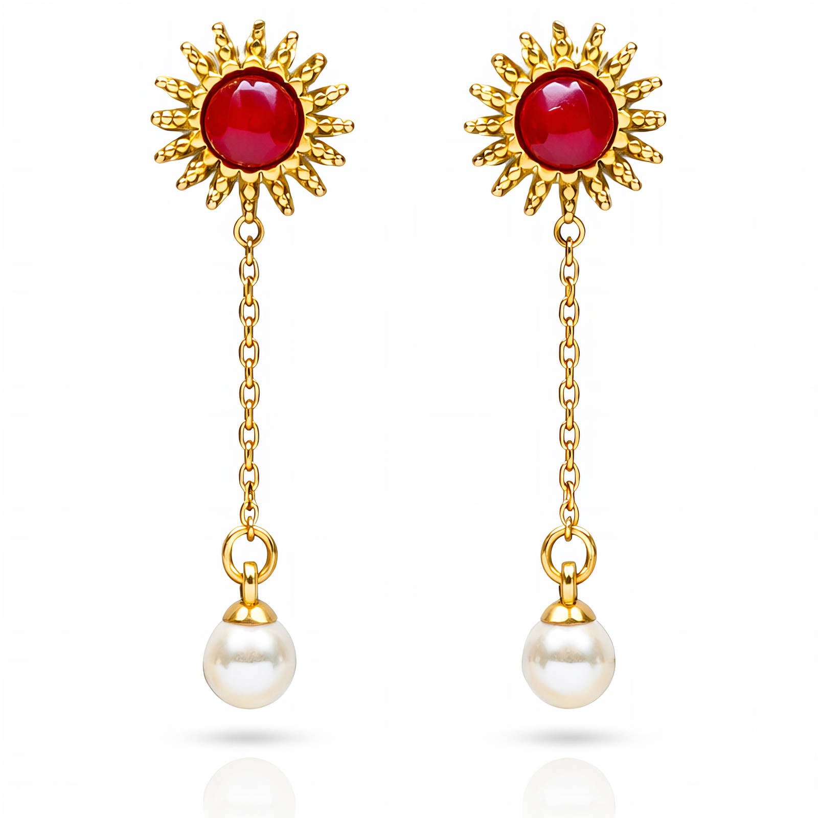 Earrings, 18K Gold Plated Steel