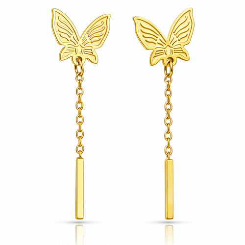 Gold Butterflies Earrings - waterproof tarnish-free hypoallergenic earrings by VYRA