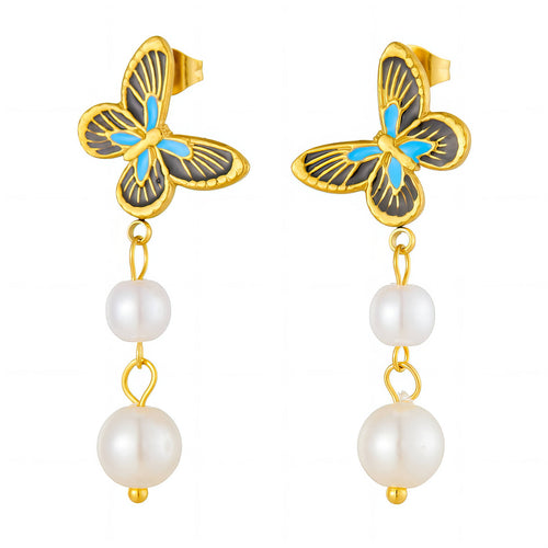 Gold Butterflies Earrings - waterproof tarnish-free hypoallergenic earrings by VYRA
