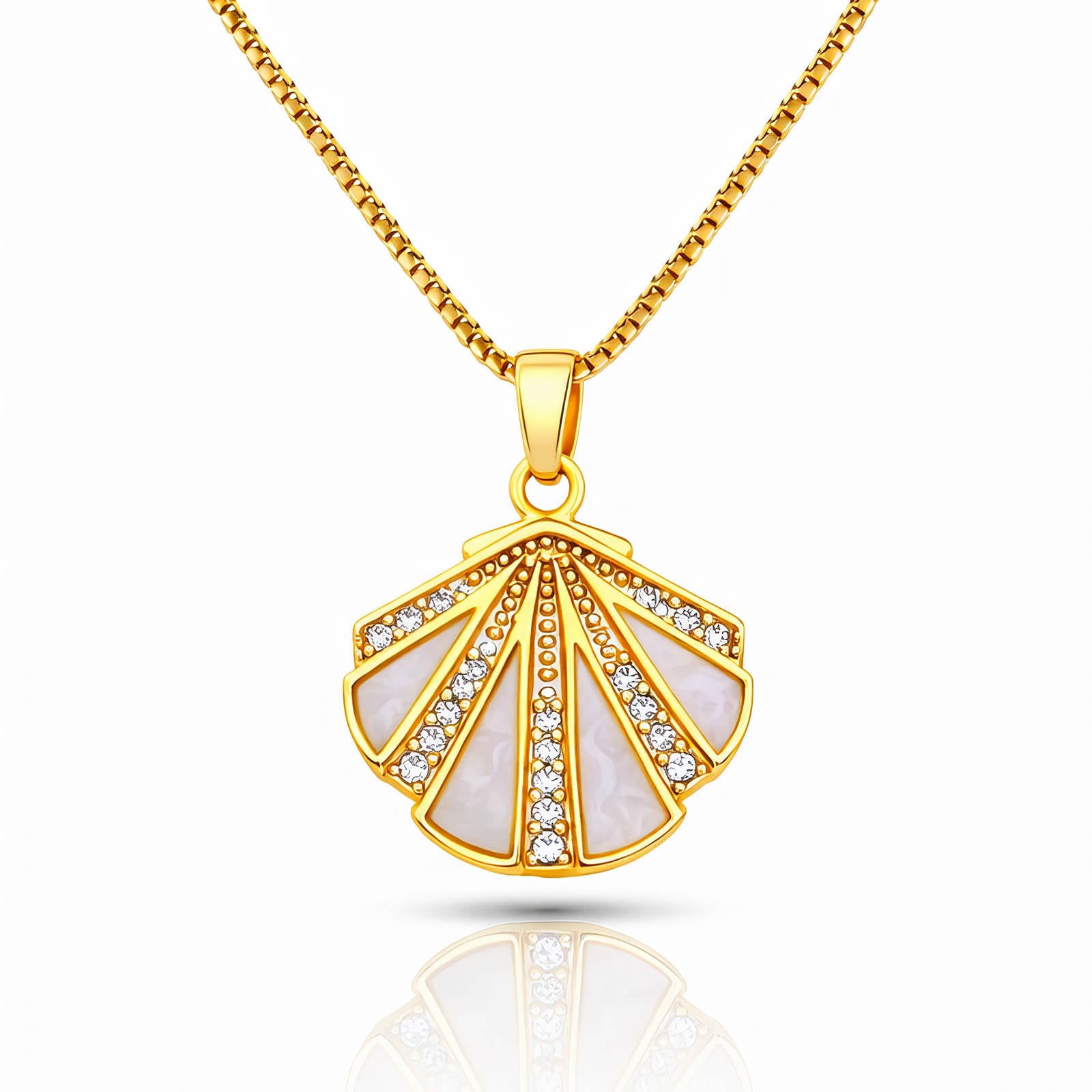 Seashell Necklace, 18K Gold Plated Steel
