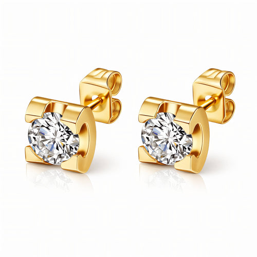 Gold Cubic Zirconia Earrings - waterproof tarnish-free hypoallergenic earrings by VYRA