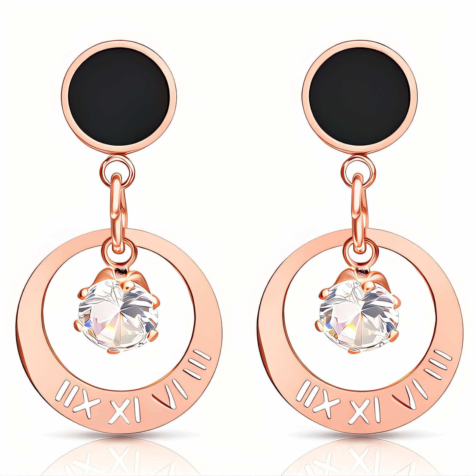 Earrings, 18K Gold Plated Steel