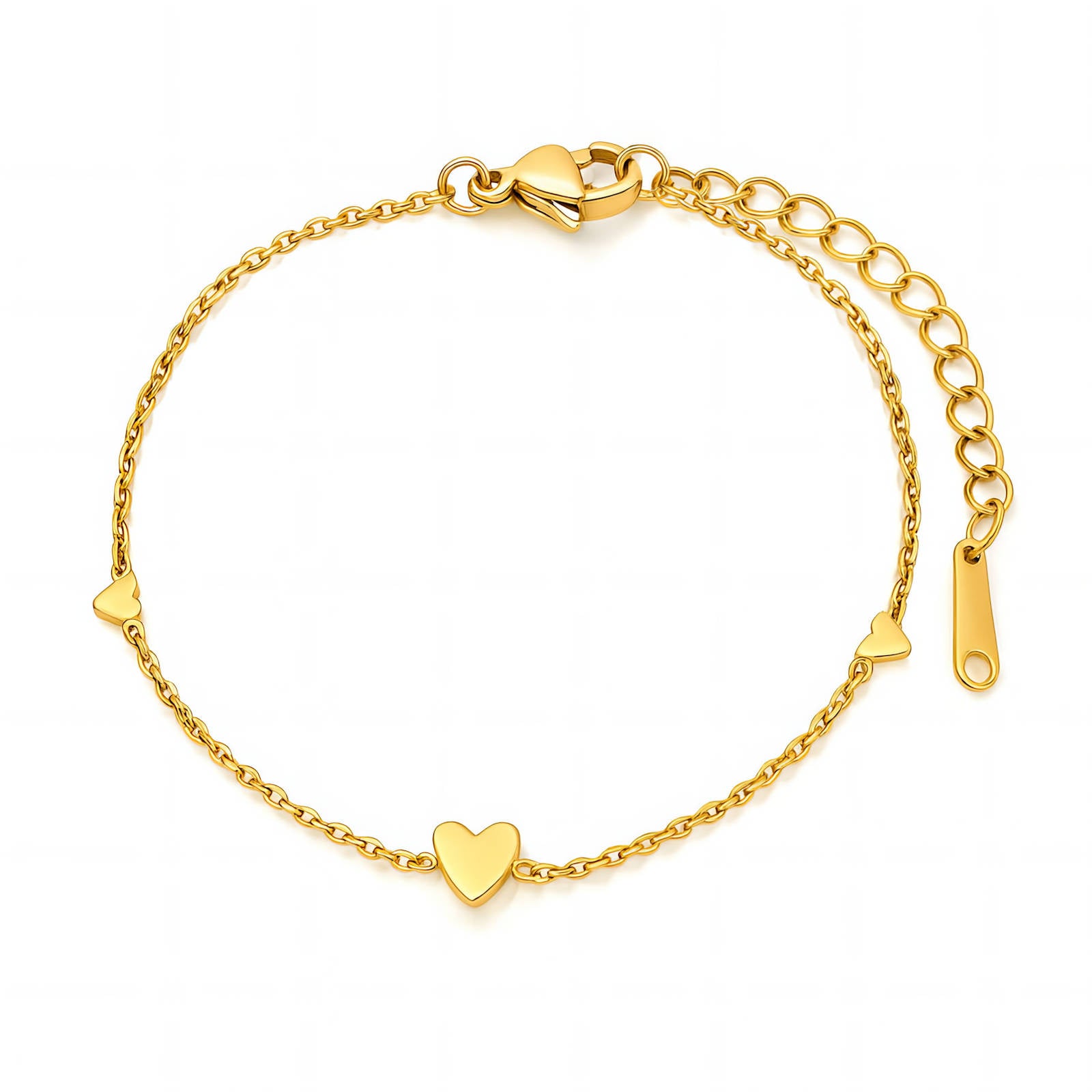 ้Hearts Bracelet, 18K Gold Plated Steel