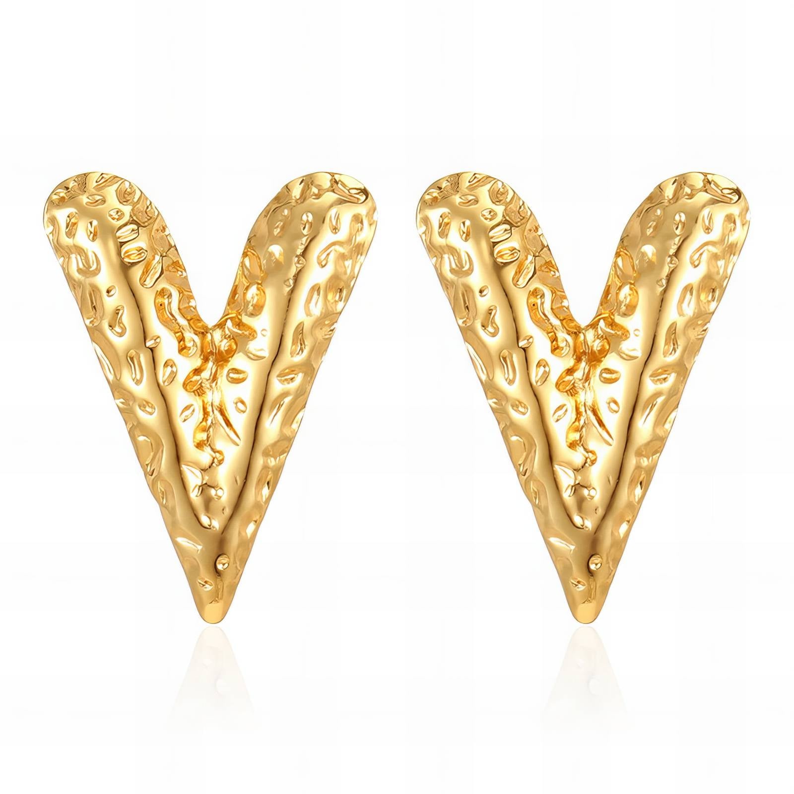 Hearts Earrings, 18K Gold Plated Steel