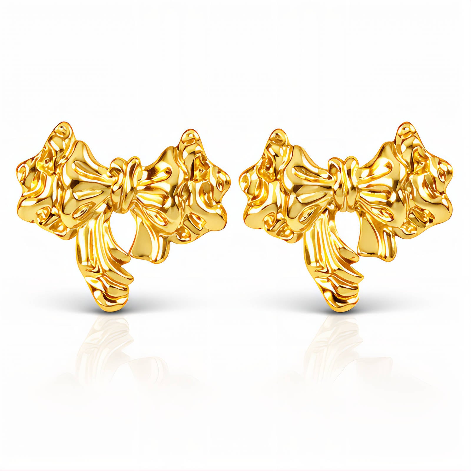 Bows Earrings, 18K Gold Plated Steel