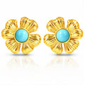 Flowers Earrings, 18K Gold Plated Steel