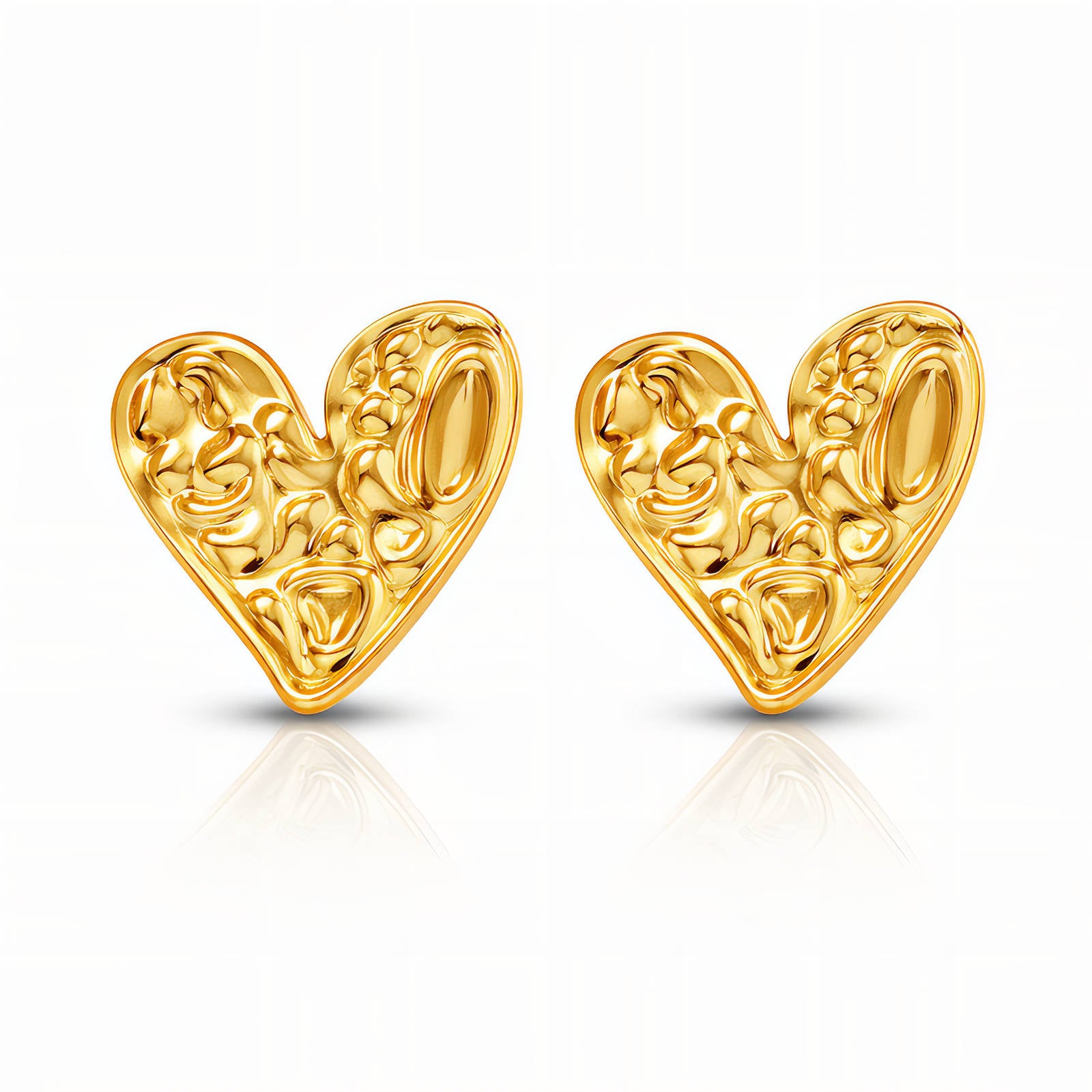 Hearts Earrings, 18K Gold Plated Steel