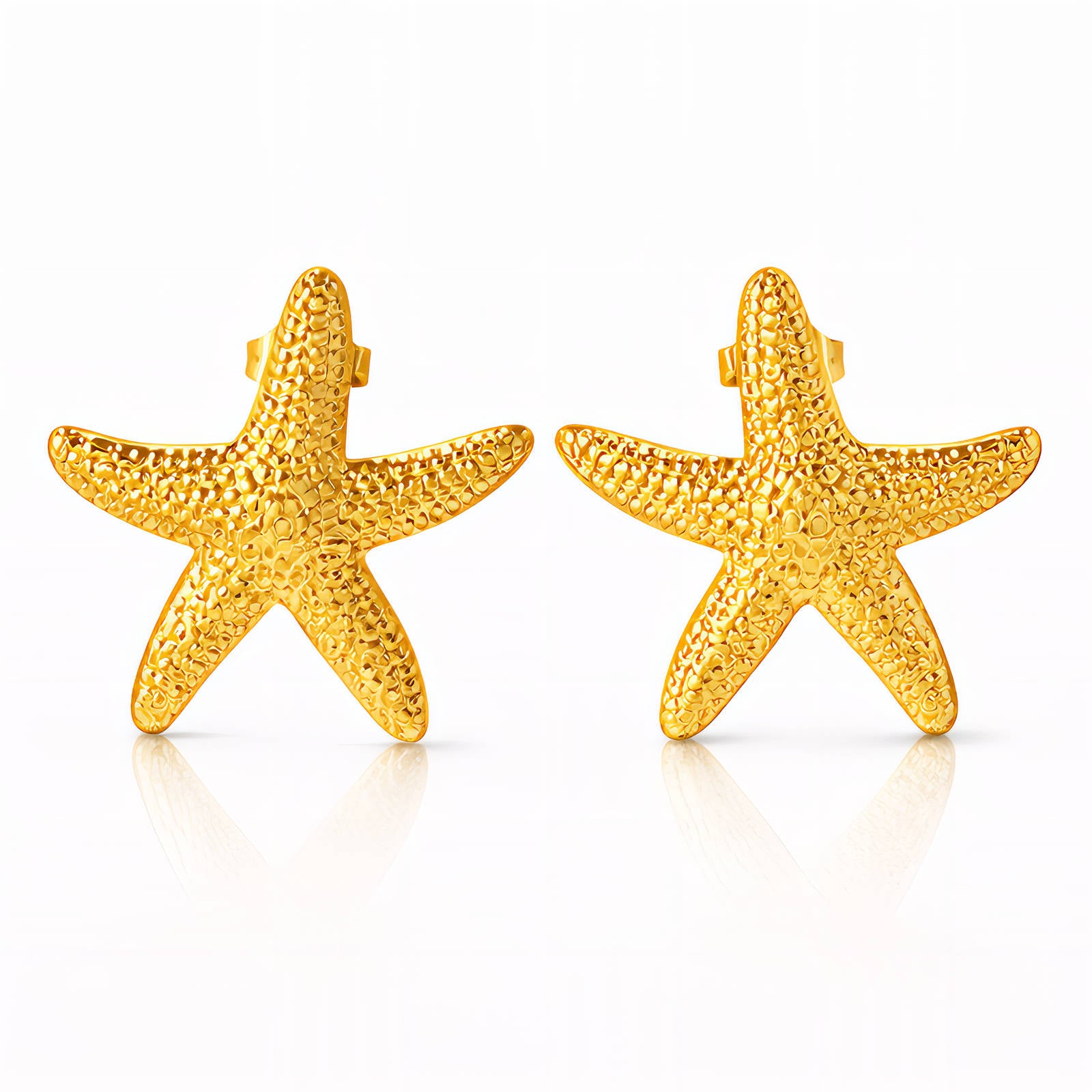 Starfishs Earrings, 18K Gold Plated Steel