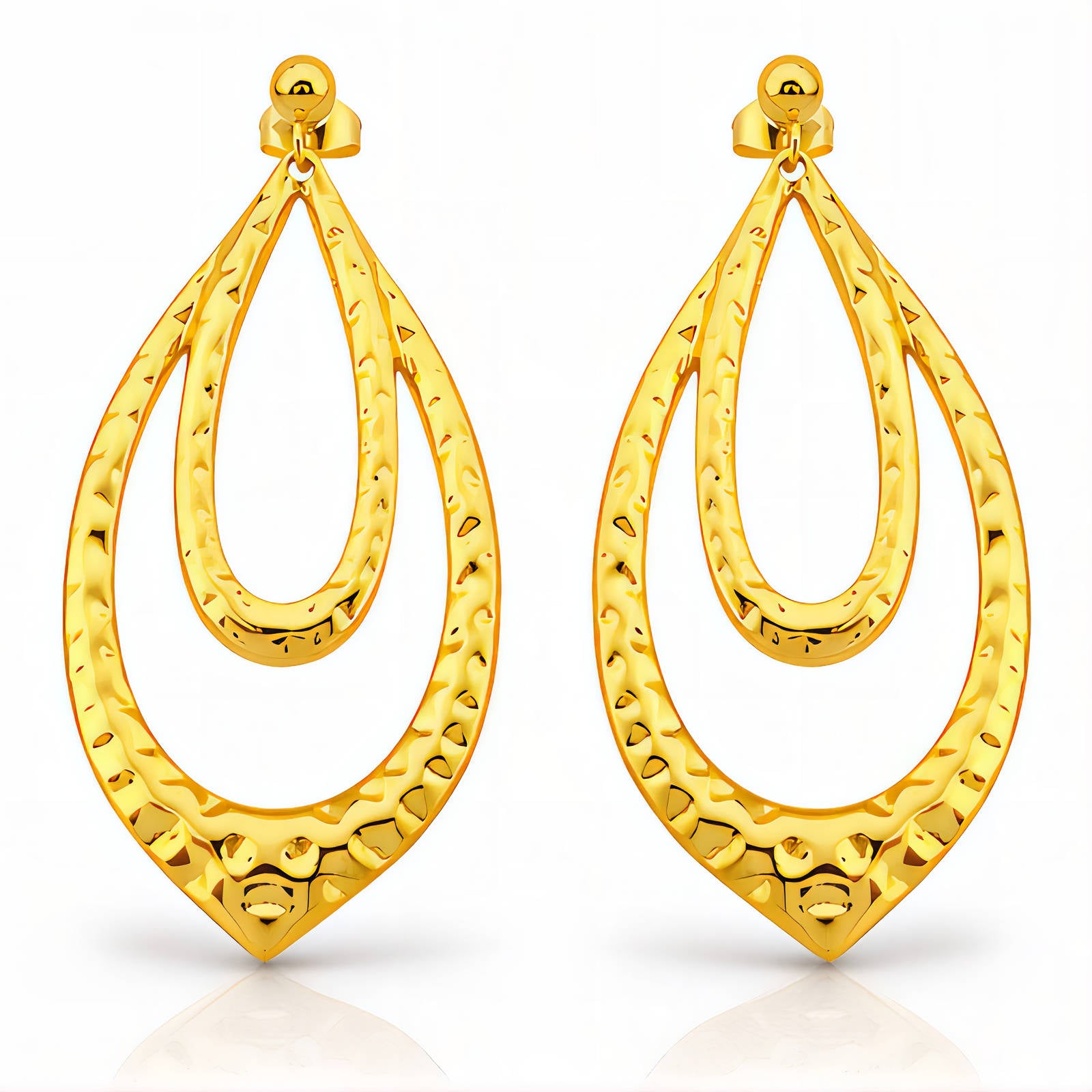 Earrings, 18K Gold Plated Steel