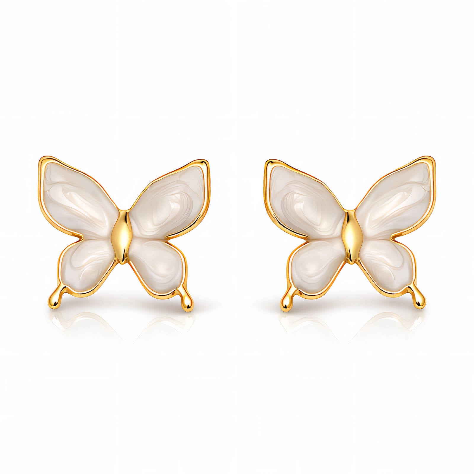 Butterflies Earrings, 18K Gold Plated Steel