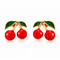 Cherry Earrings, 18K Gold Plated Steel