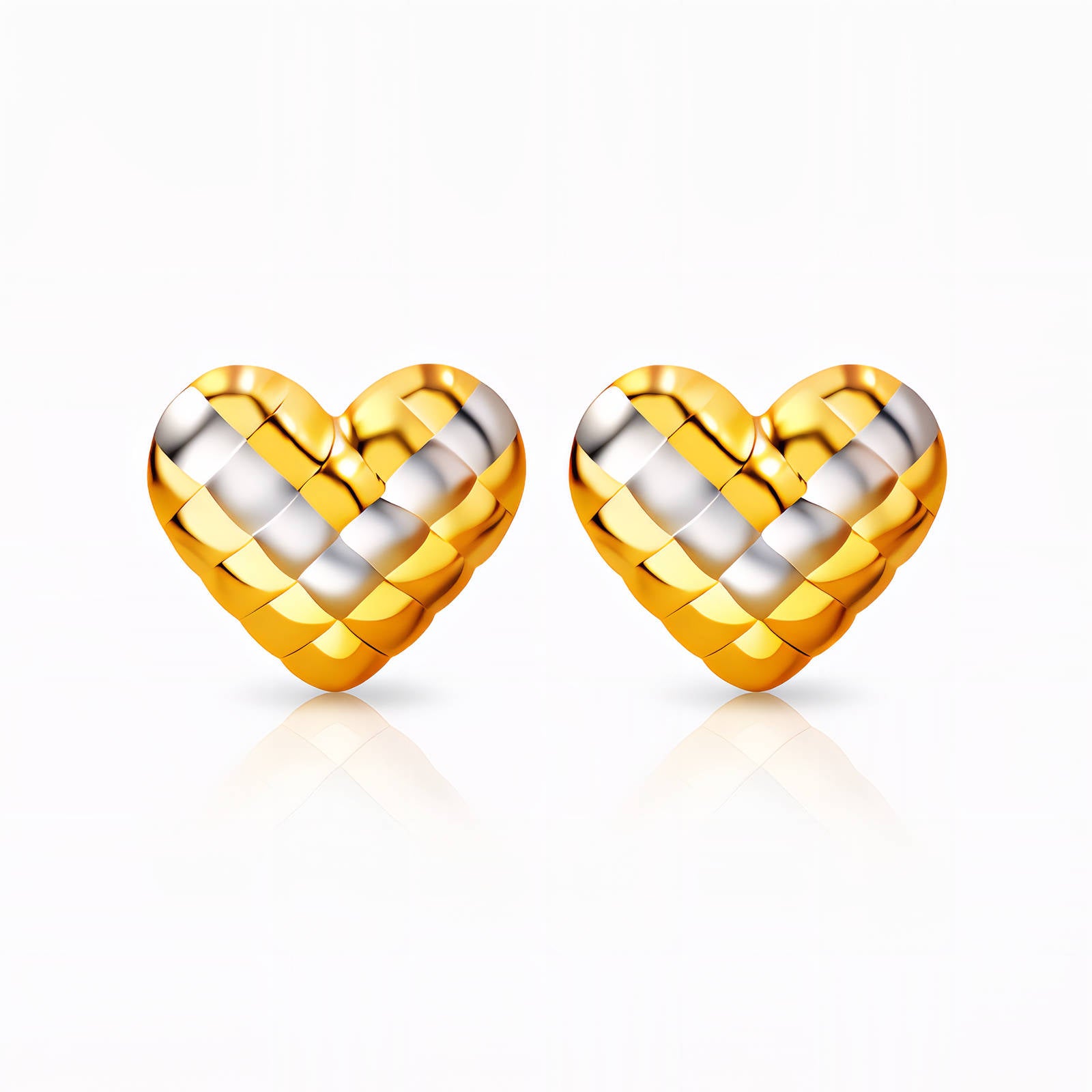 Hearts Earrings, 18K Gold Plated Steel