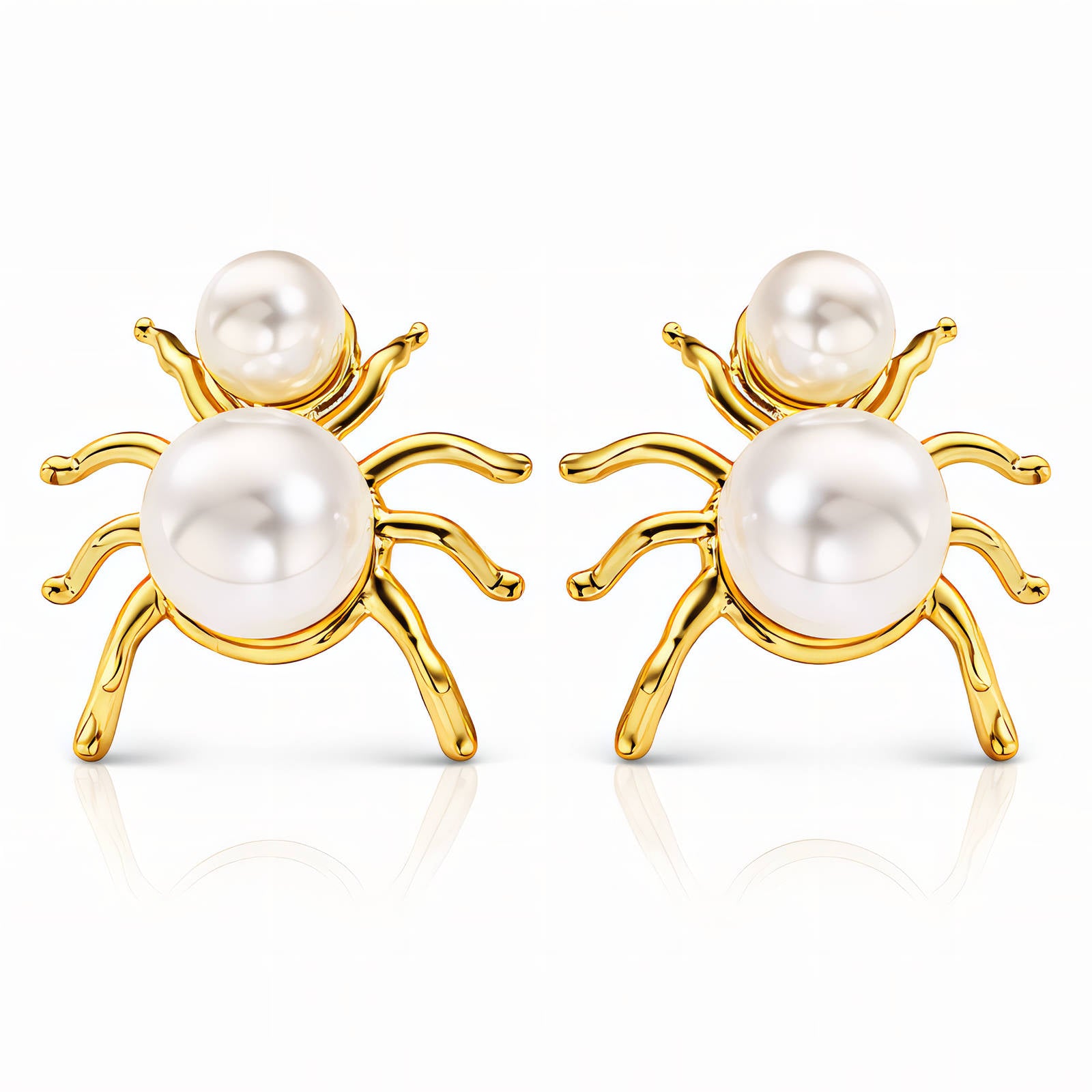 Spiders Earrings, 18K Gold Plated Steel