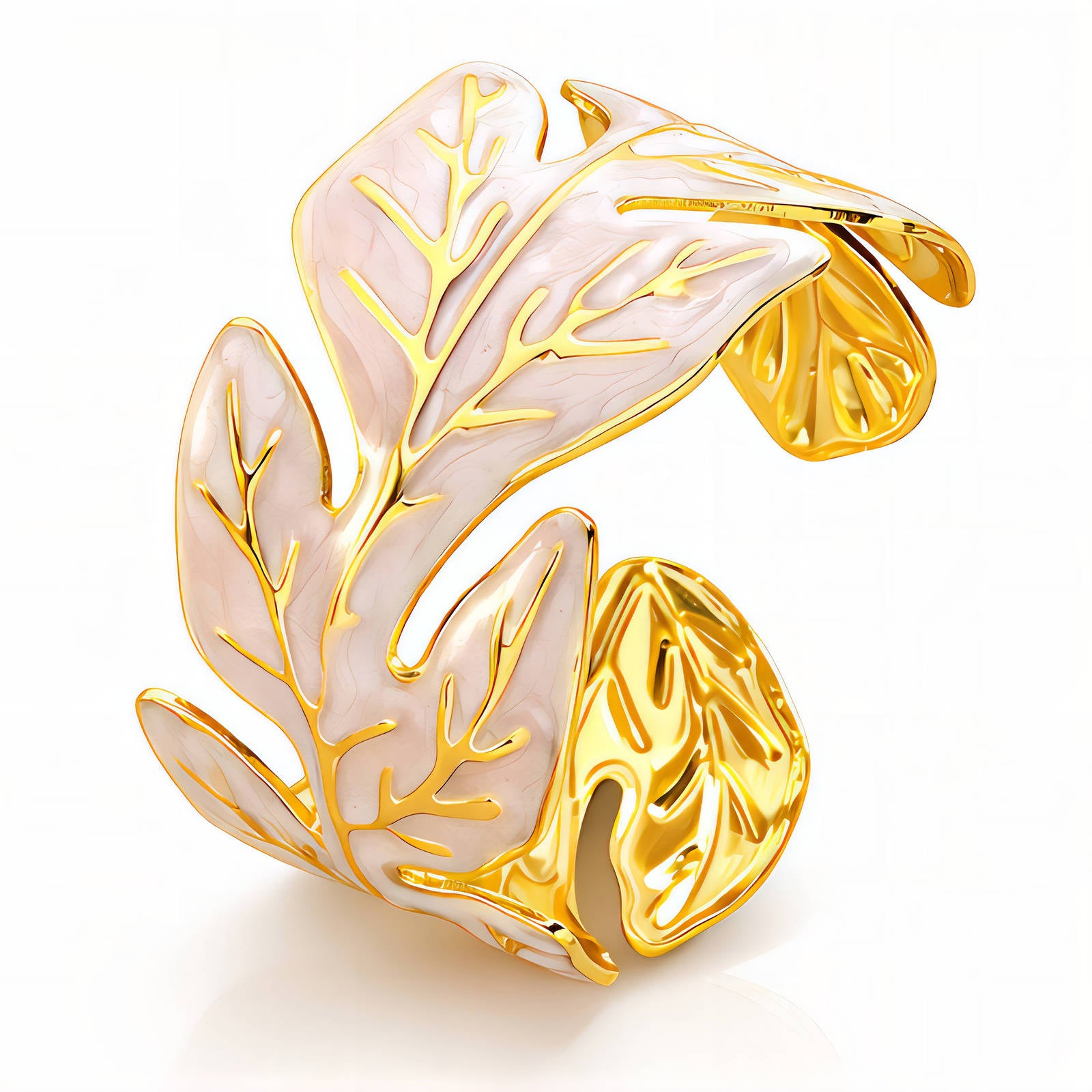 Leaf Bracelet, 18K Gold Plated Steel