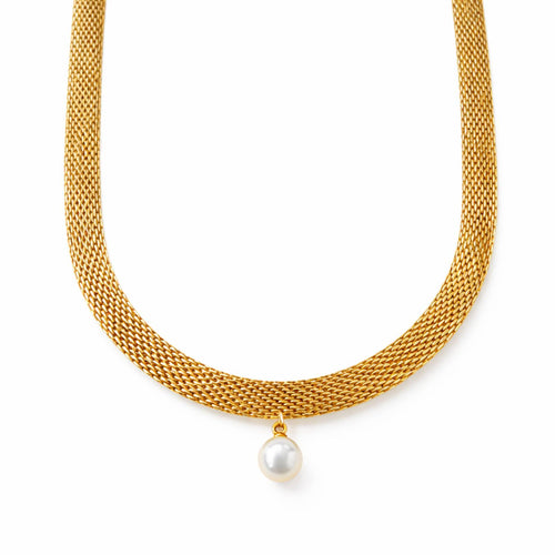 Cleo Pearl Waterproof Gold Necklace for Women by VYRA Jewellery - waterproof tarnish-resistant gold necklace