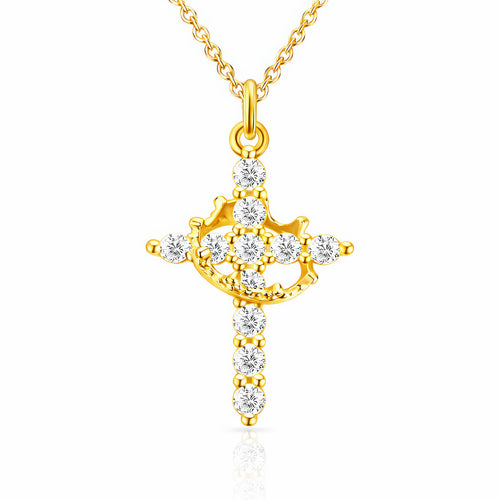 Cruz Baroque Cross Waterproof Gold Necklace for Women by VYRA Jewellery - waterproof tarnish-resistant gold necklace
