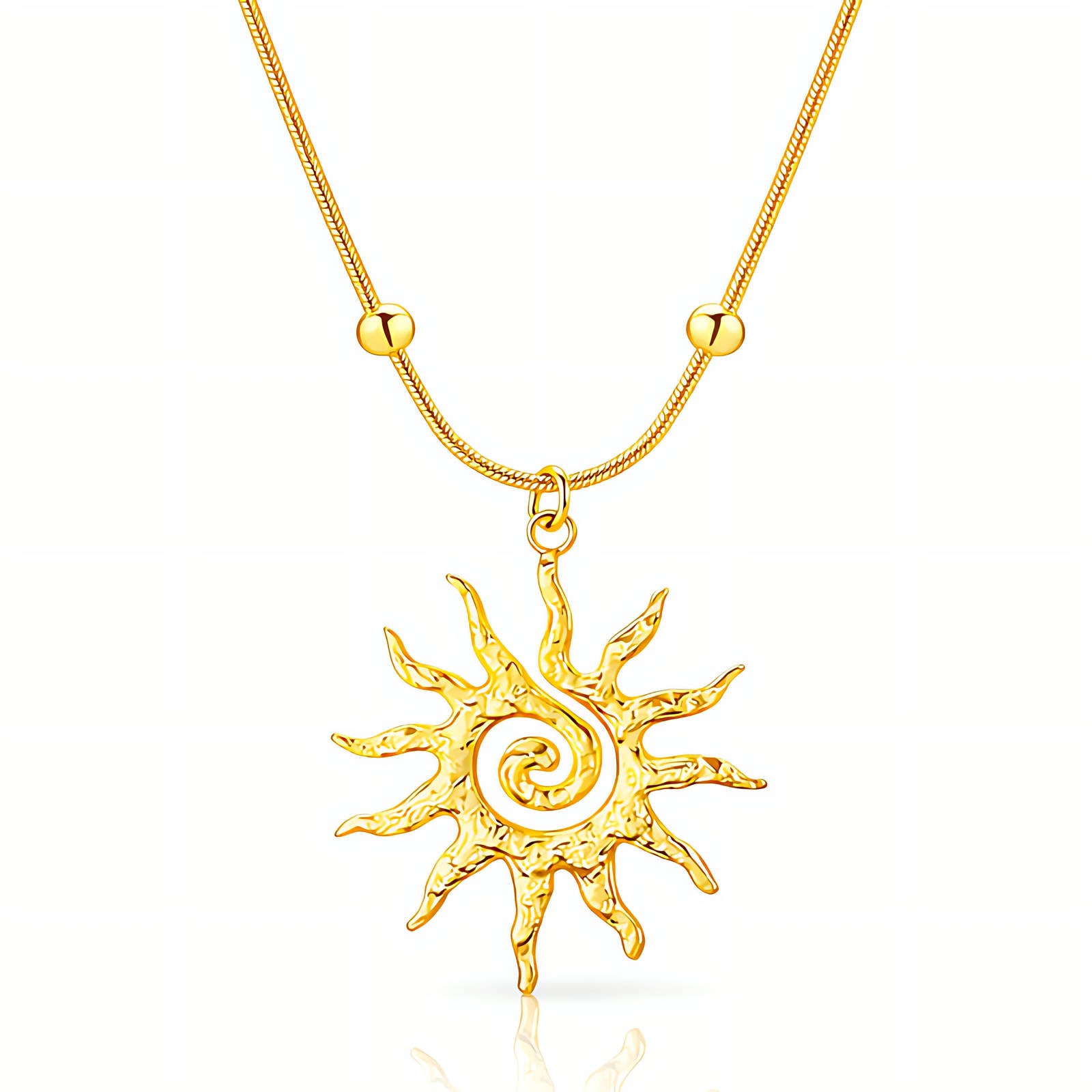 Sun Necklace, 18K Gold Plated Steel