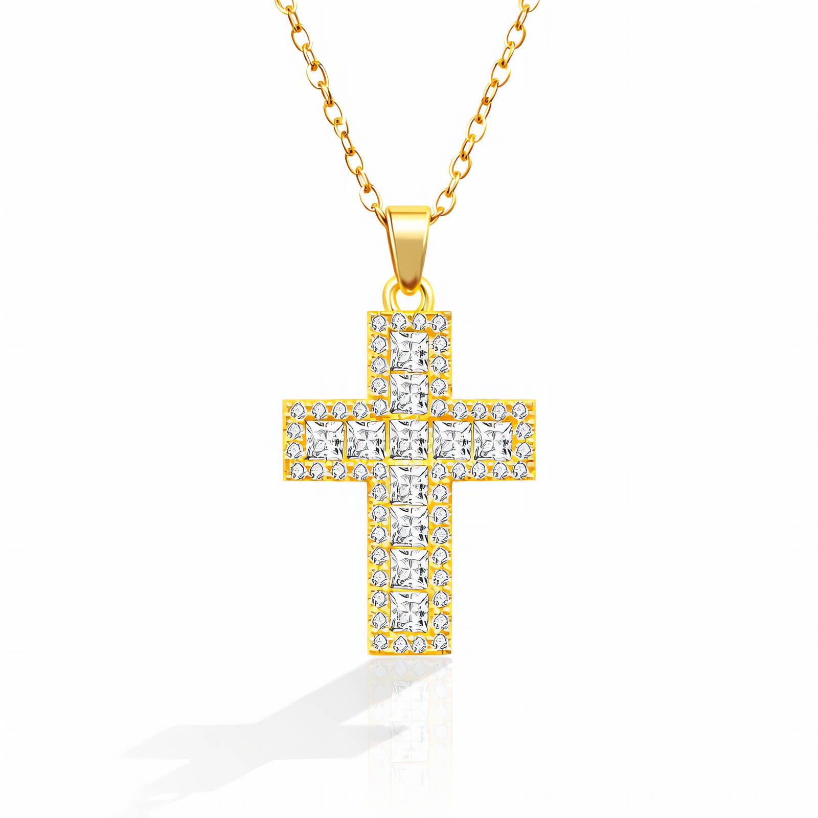 Crosse Necklace, 18K Gold Plated Steel