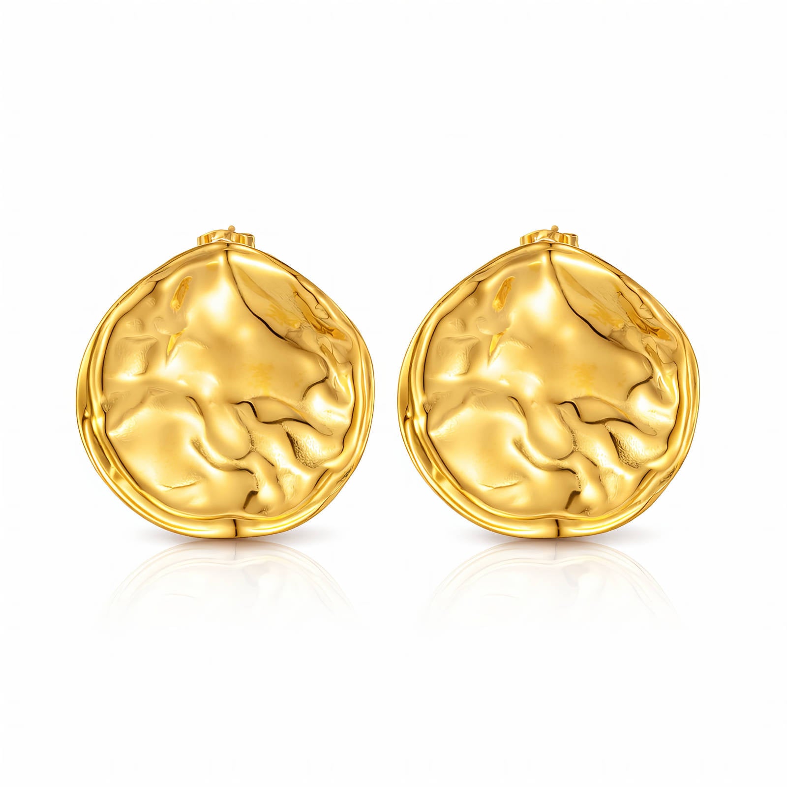 Circle Earrings, 18K Gold Plated Steel