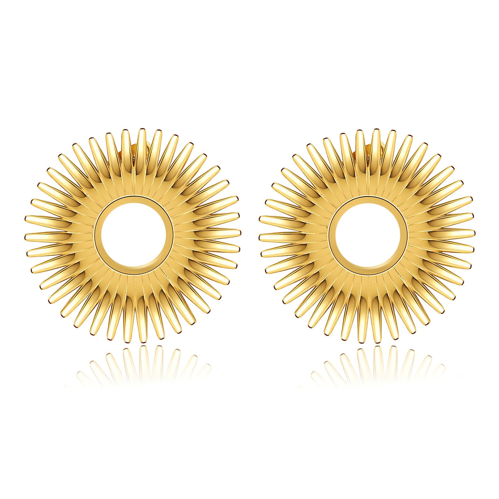 Sunflower Earrings, 18K Gold Plated Steel