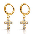 Crosses Earrings, 18K Gold Plated Steel