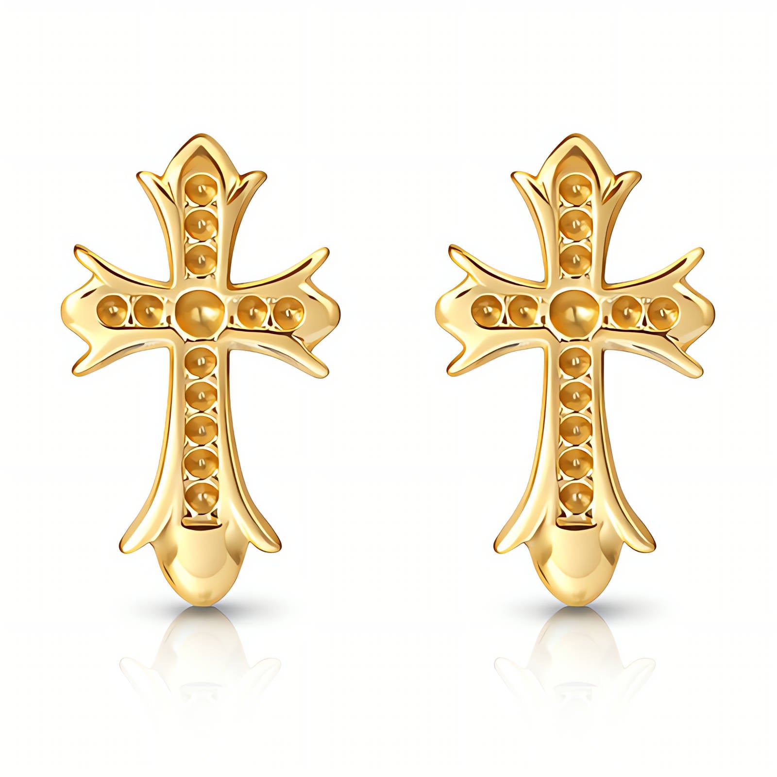 Crosses Earrings, 18K Gold Plated Steel