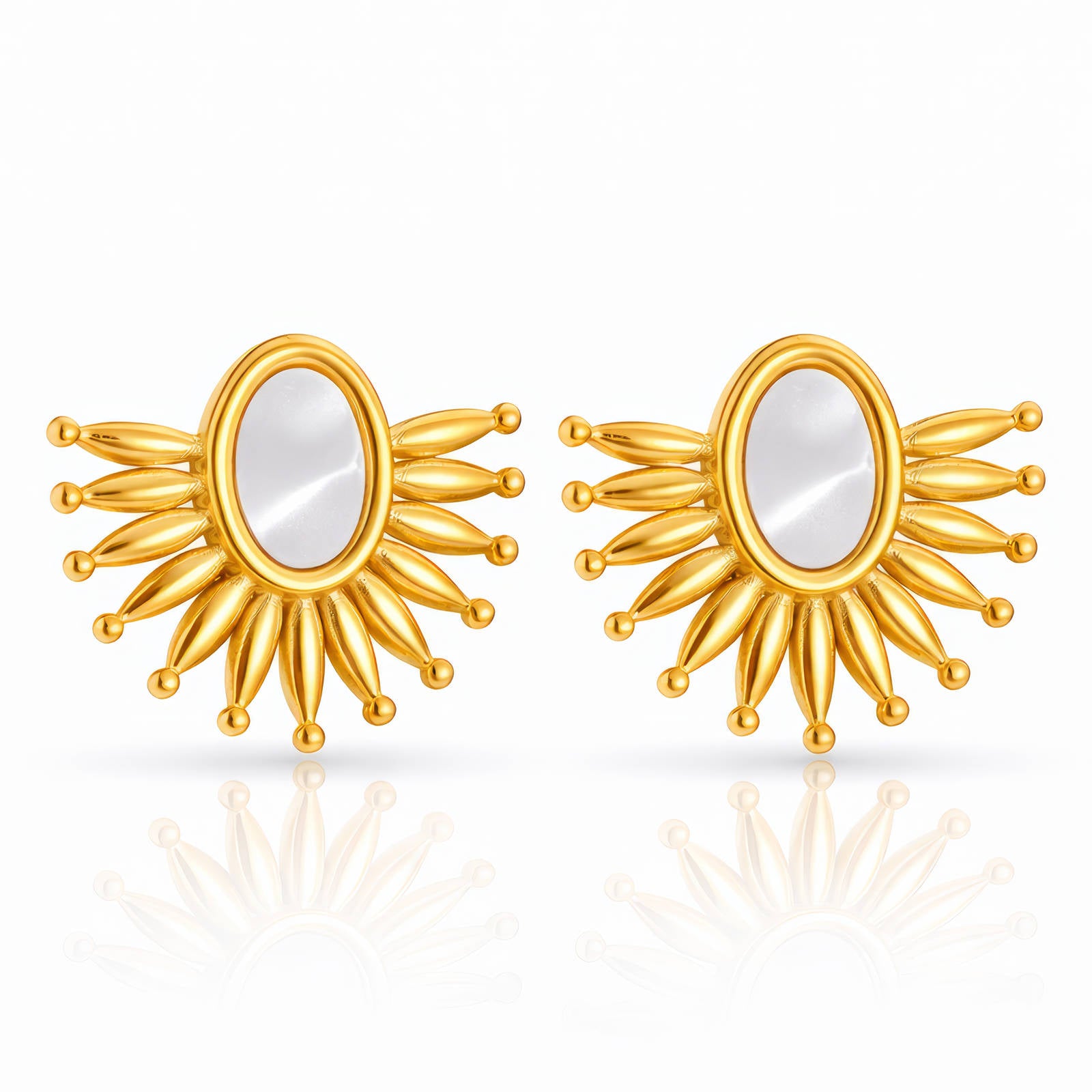 Earrings, 18K Gold Plated Steel