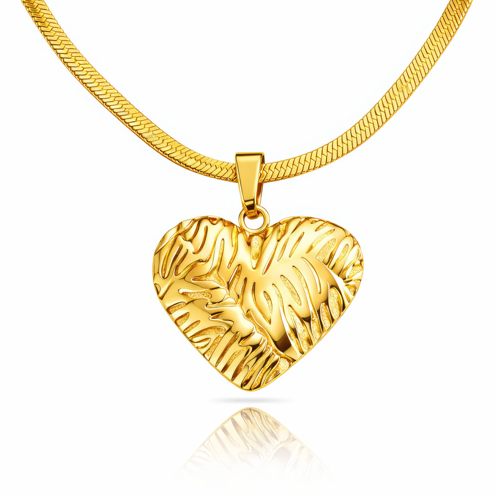 Heart Necklace, 18K Gold Plated Steel