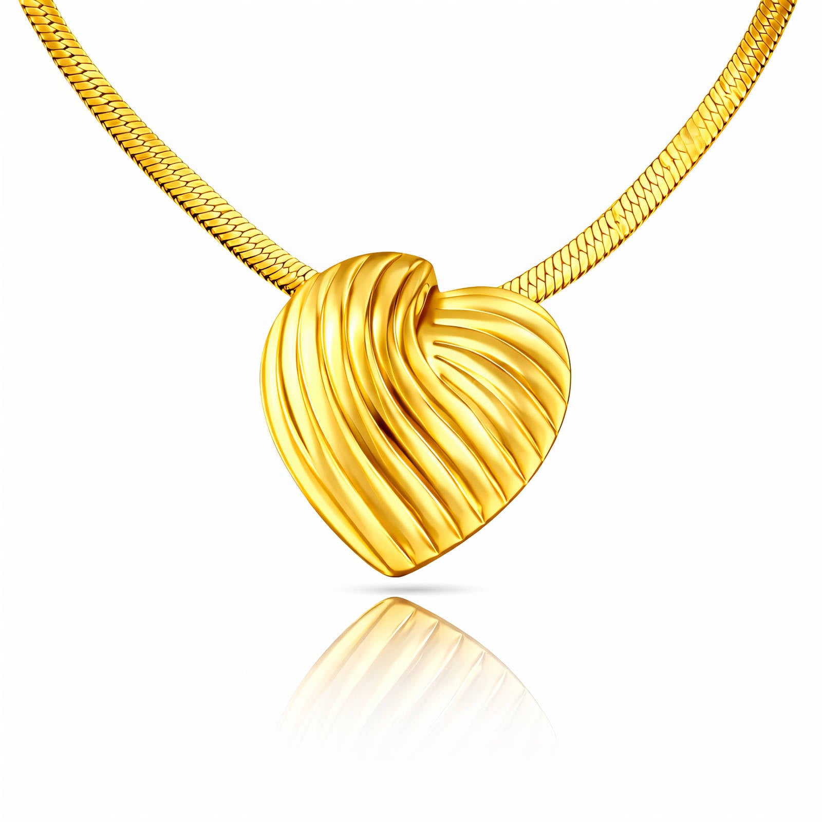 Heart Necklace, 18K Gold Plated Steel