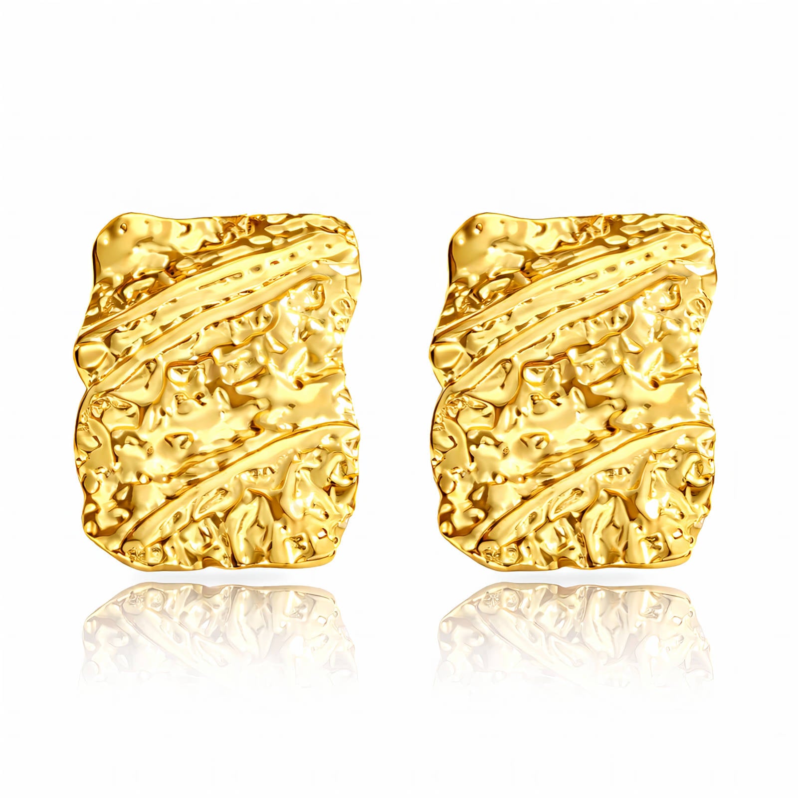 Earrings, 18K Gold Plated Steel