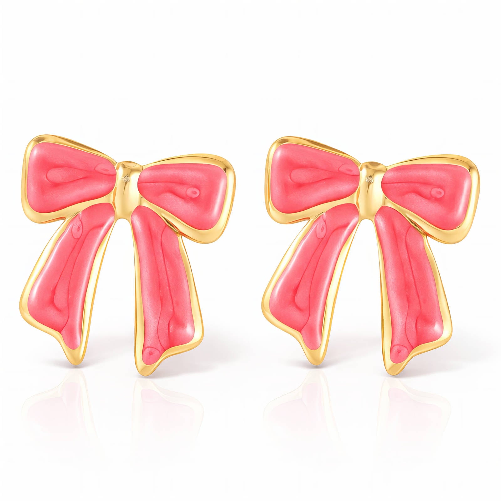 Bows Earrings, 18K Gold Plated Steel