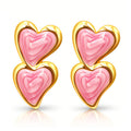 Hearts Earrings, 18K Gold Plated Steel