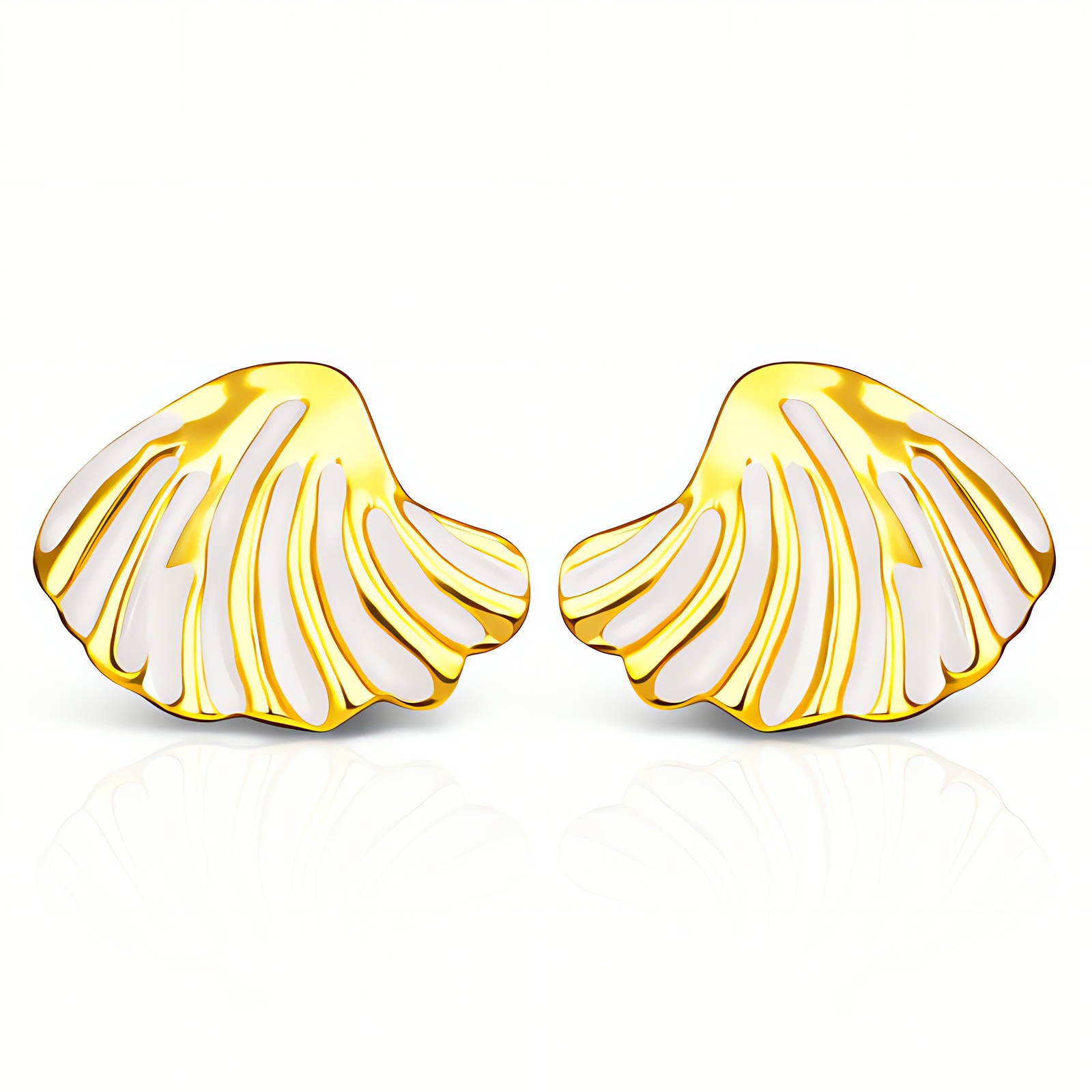 Seashells Earrings, 18K Gold Plated Steel