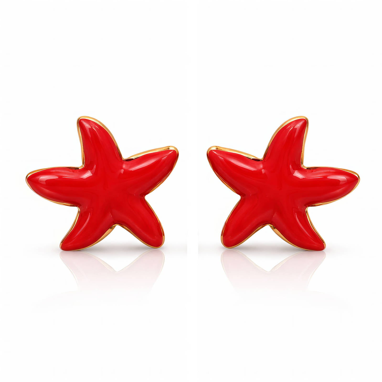 Starfishs Earrings, 18K Gold Plated Steel