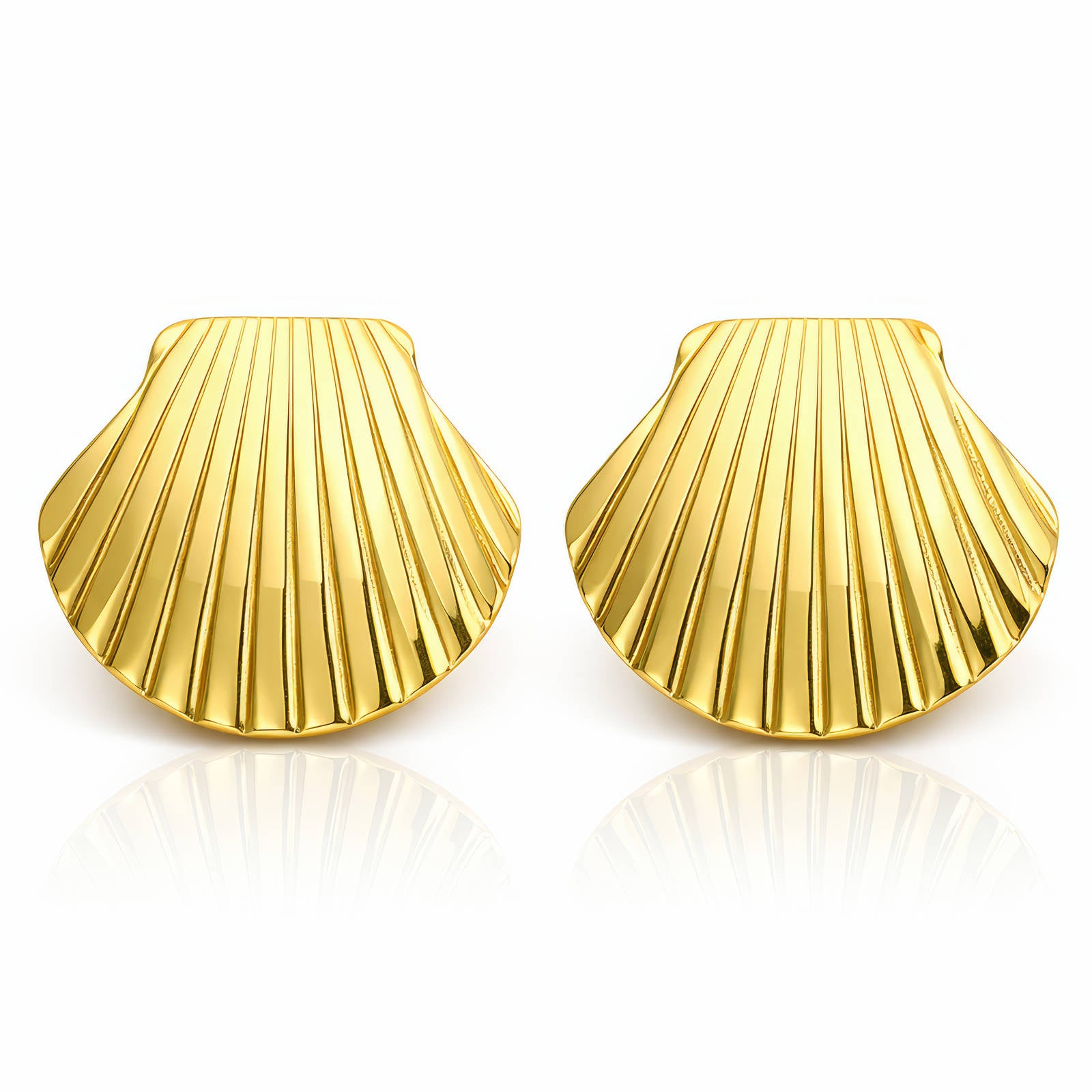 Seashells Earrings, 18K Gold Plated Steel