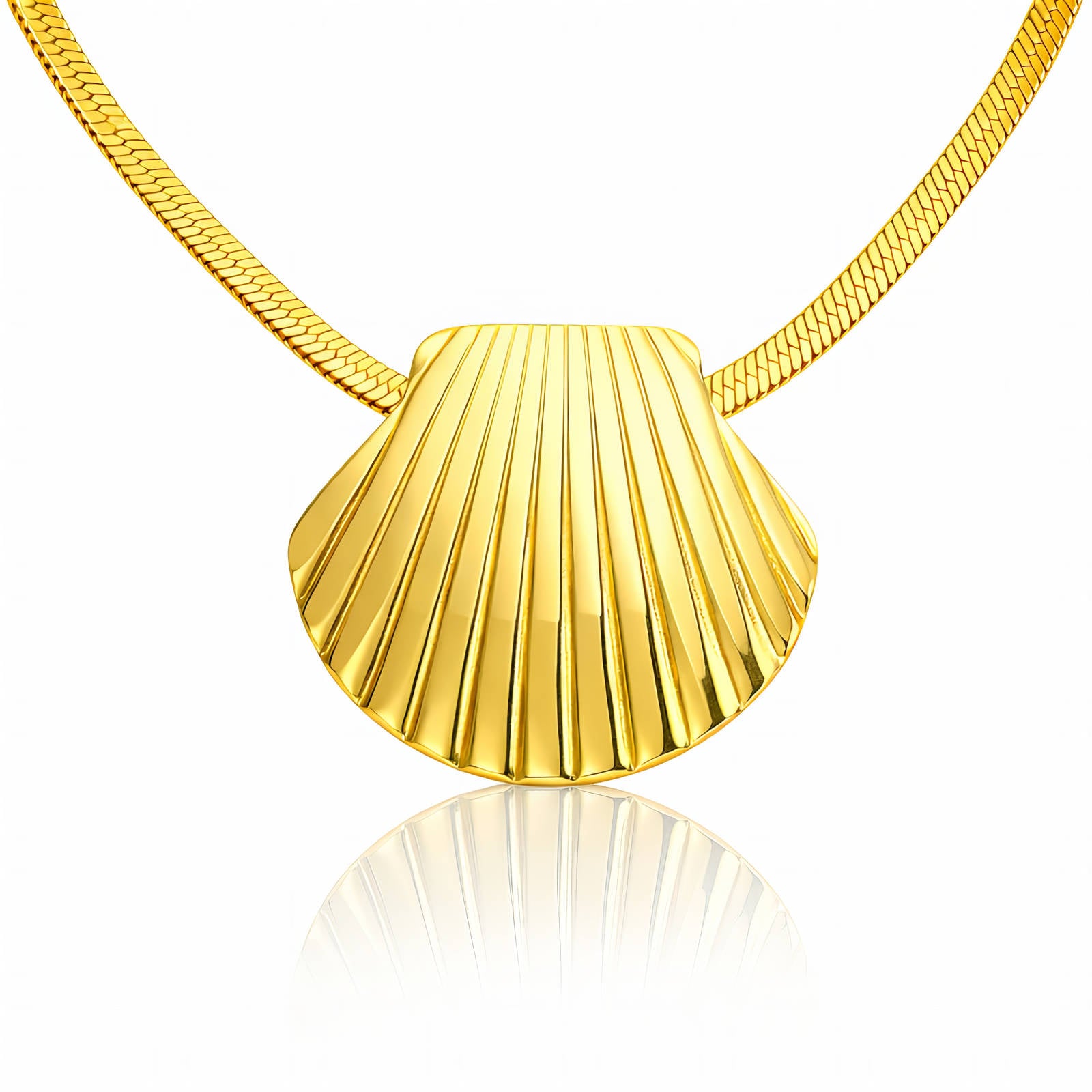 Seashell Necklace, 18K Gold Plated Steel