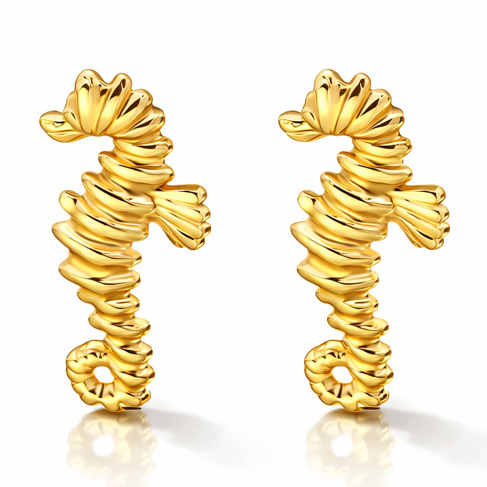 Seahorses Earrings, 18K Gold Plated Steel