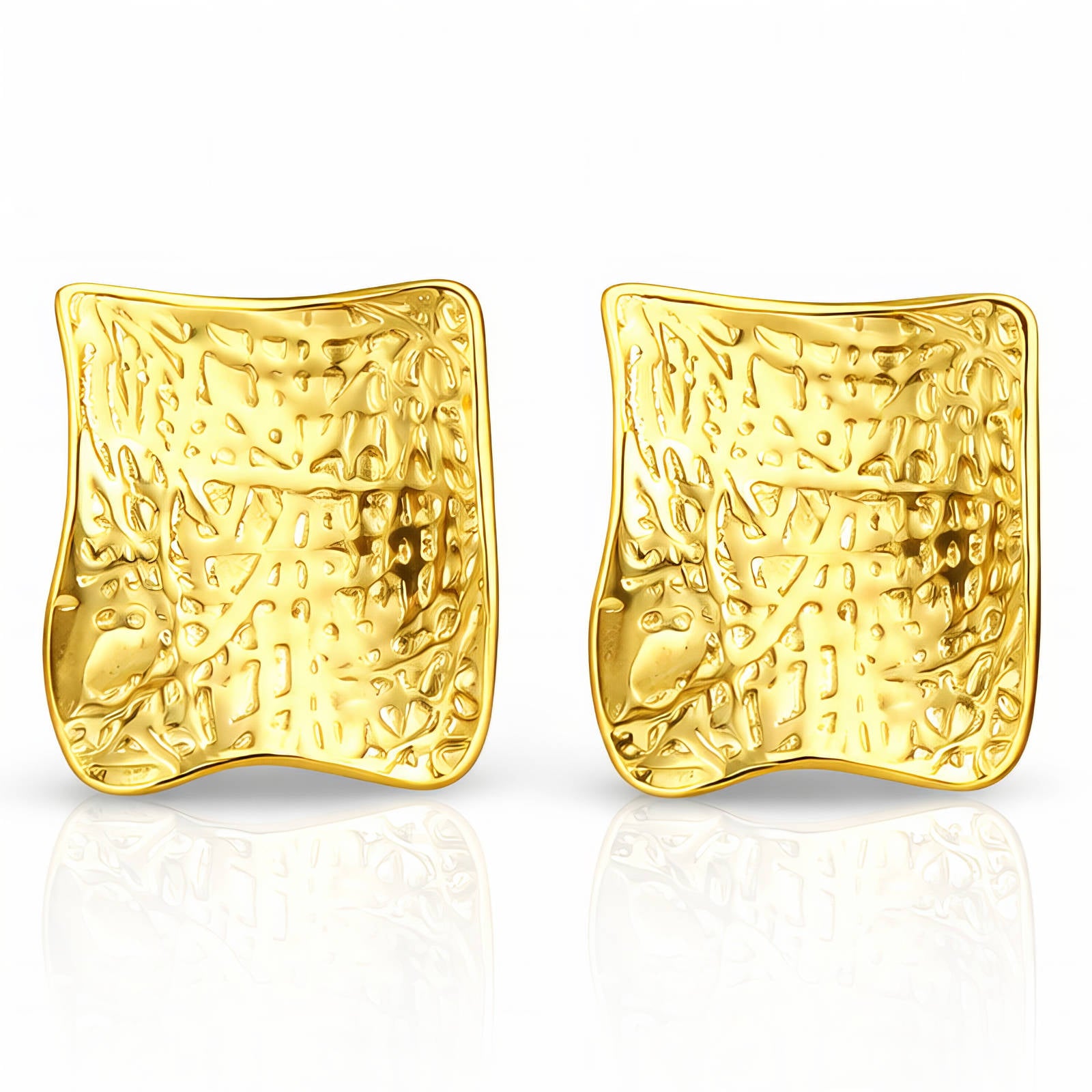 Earrings, 18K Gold Plated Steel