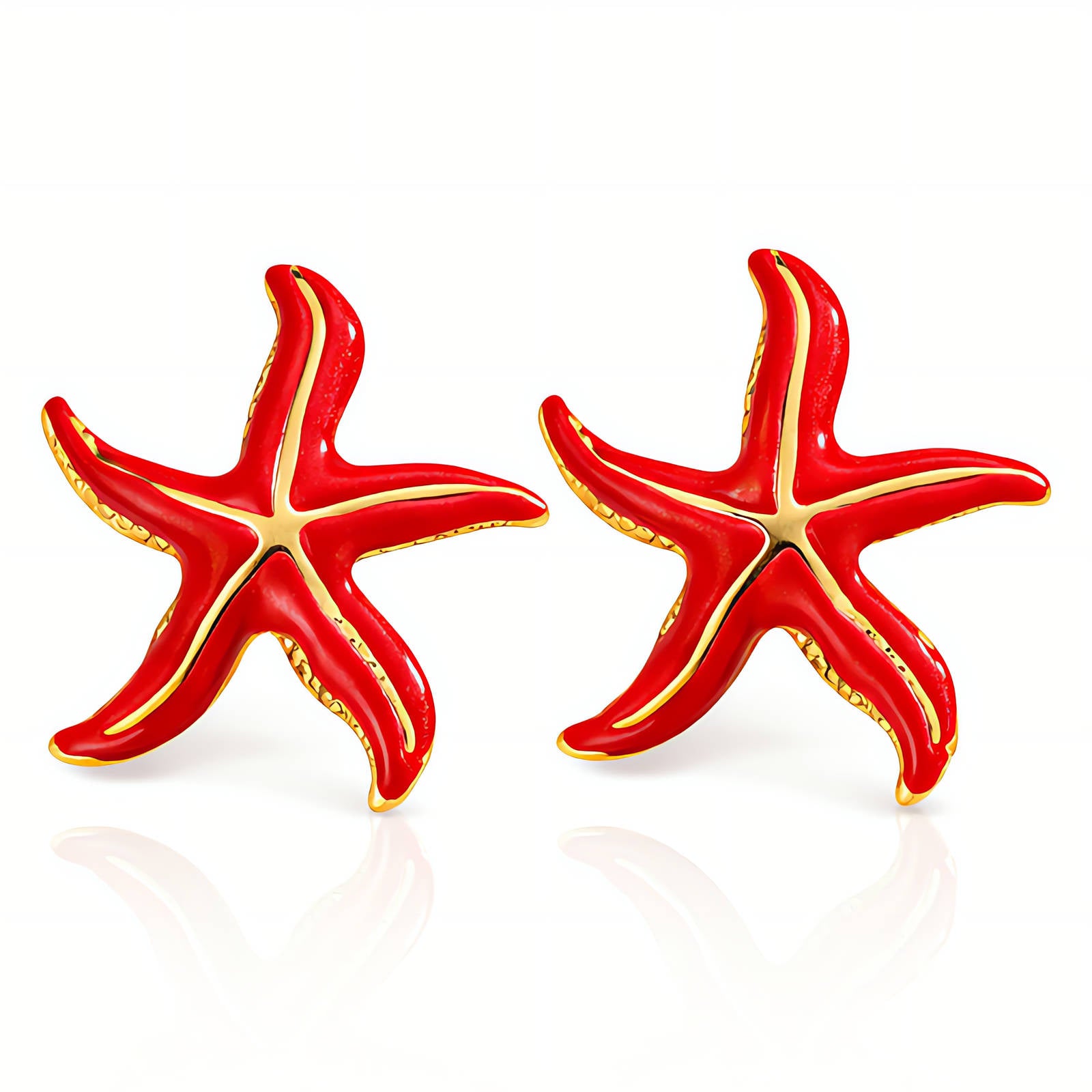Starfishs Earrings, 18K Gold Plated Steel