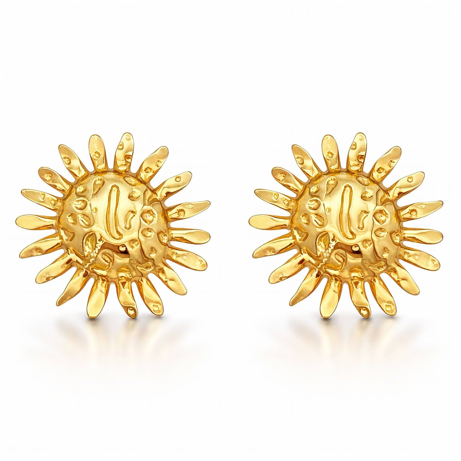 Flowers Earrings, 18K Gold Plated Steel