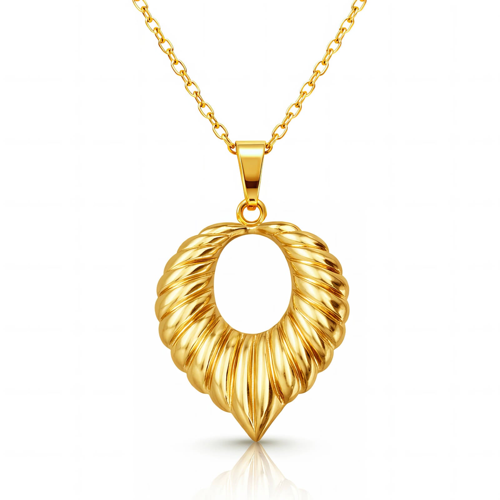 Leaf Necklace, 18K Gold Plated Steel